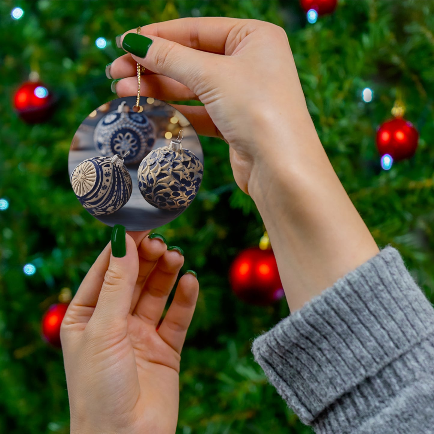 Ceramic Ornament, 4 Shapes - Tree dots Wotton-Waven