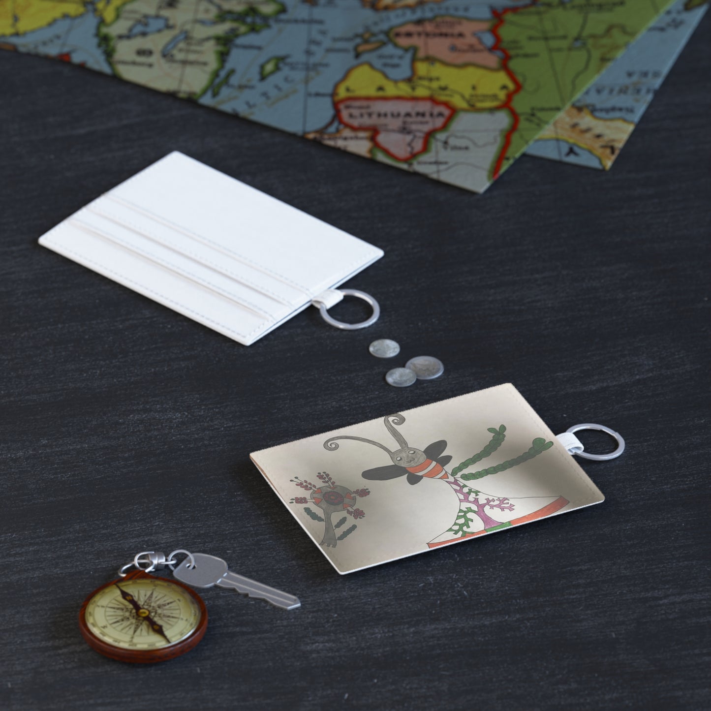 Saffiano Leather Card Holder - Tree dots Wotton-Waven